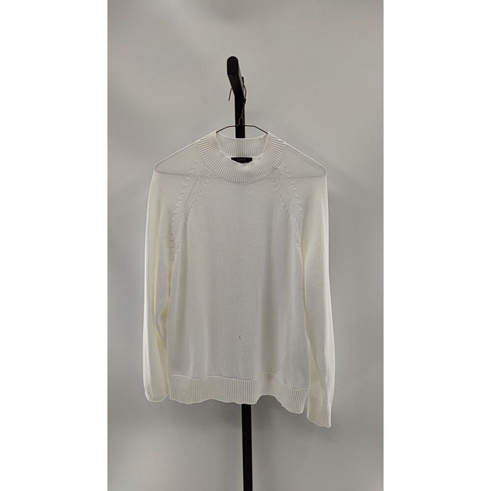 Quince Women 100% Organic Cotton Mock Neck Sweater Ivory M